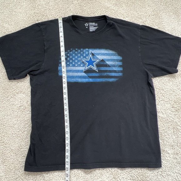 Dallas Cowboys Authentic Mens T-Shirt XL Black Short Sleeve Crew Neck Flag Star - Picture 5 of 9